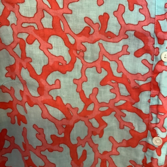 J.McLaughlin Linen Coral Pattern Button Down Blouse - Picture 3 of 8